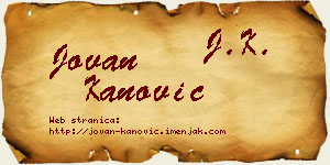 Jovan Kanović vizit kartica